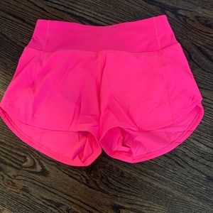 Bright Pink Lululemon Speed Up Shorts 4 inches